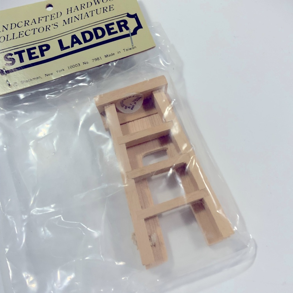 Miniature Step Ladder Wood Shackman Doll House Shadow Box NOS #66